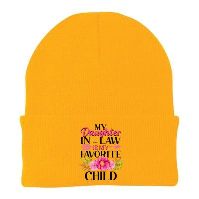 Cute Floral My Daughter In Law Is My Favorite Child Knit Cap Winter Beanie