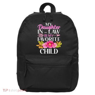Cute Floral My Daughter In Law Is My Favorite Child 16 in Basic Backpack