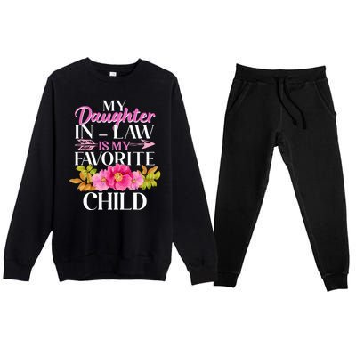 Cute Floral My Daughter In Law Is My Favorite Child Premium Crewneck Sweatsuit Set