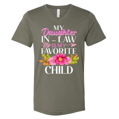 Cute Floral My Daughter In Law Is My Favorite Child V-Neck T-Shirt