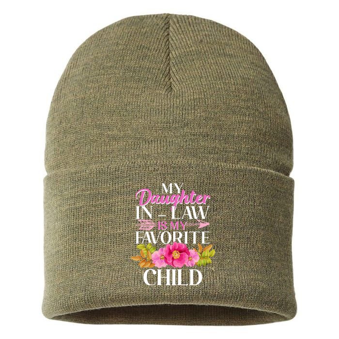 Cute Floral My Daughter In Law Is My Favorite Child Sustainable Knit Beanie