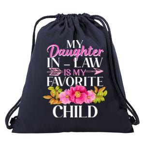 Cute Floral My Daughter In Law Is My Favorite Child Drawstring Bag