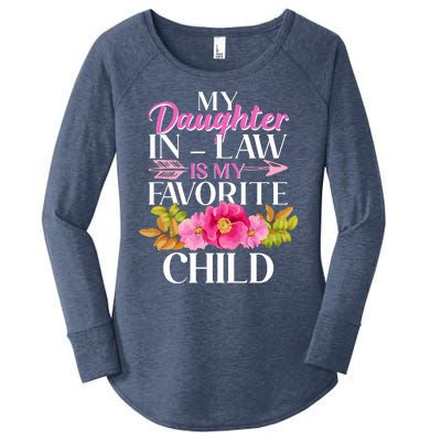 Cute Floral My Daughter In Law Is My Favorite Child Women's Perfect Tri Tunic Long Sleeve Shirt