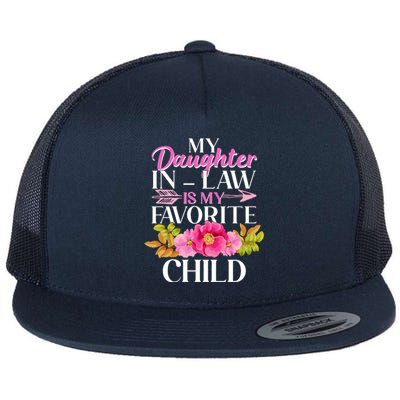 Cute Floral My Daughter In Law Is My Favorite Child Flat Bill Trucker Hat