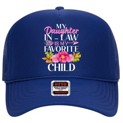 Cute Floral My Daughter In Law Is My Favorite Child High Crown Mesh Back Trucker Hat