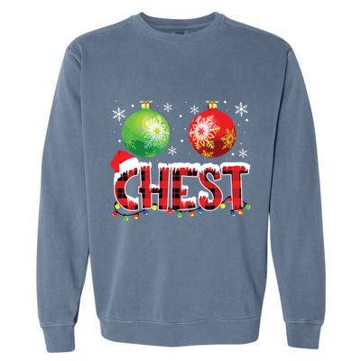 Chestnuts Funny Matching Couples Christmas Lights Nuts Chest Garment-Dyed Sweatshirt