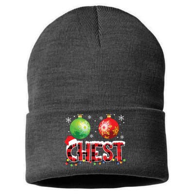 Chestnuts Funny Matching Couples Christmas Lights Nuts Chest Sustainable Knit Beanie