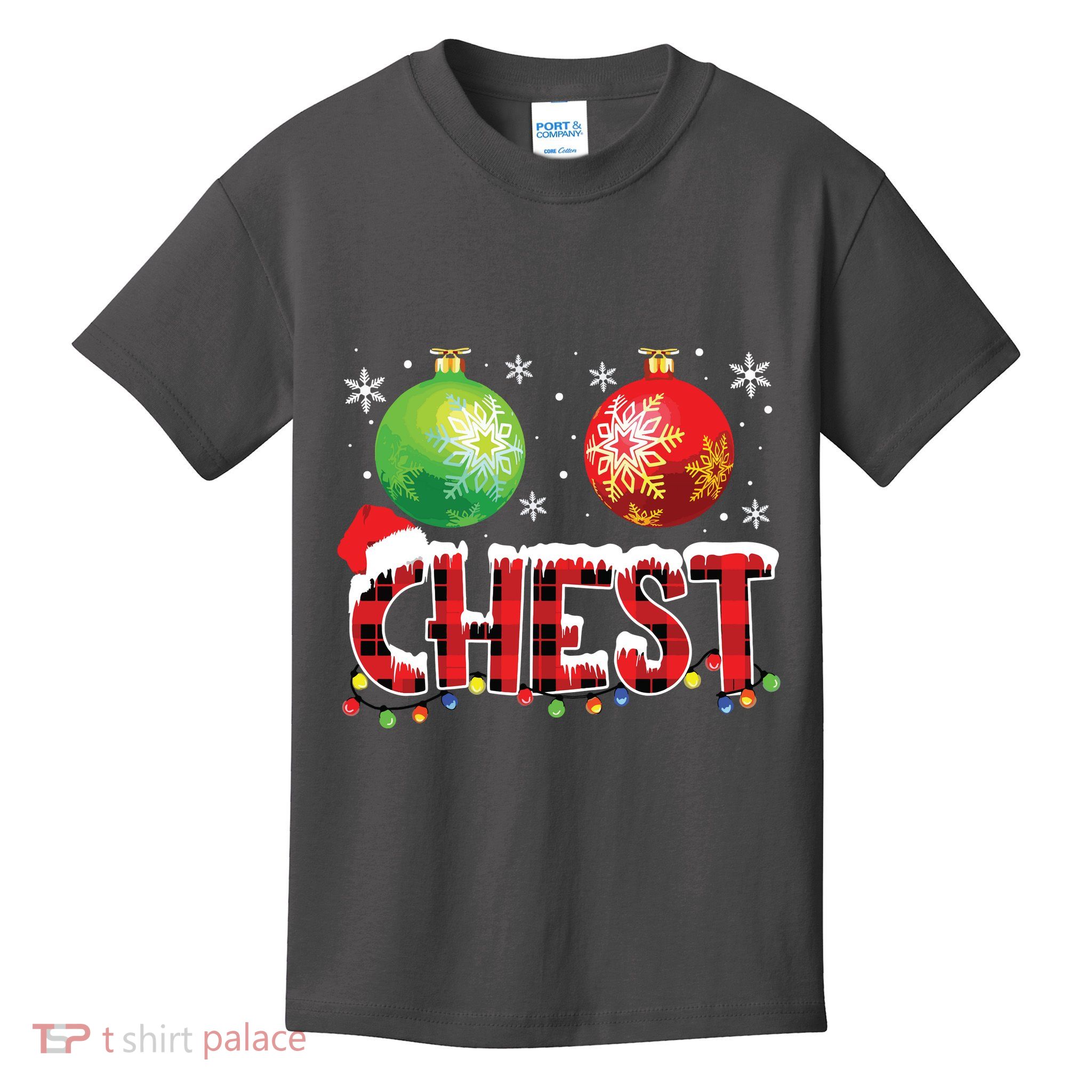 Chestnuts Funny Matching Couples Christmas Lights Nuts Chest Kids T-Shirt