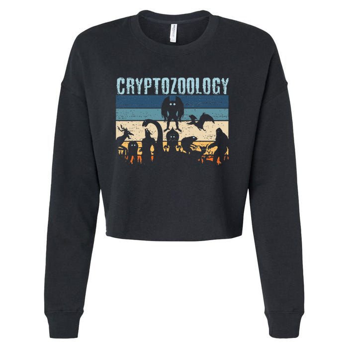 Cryptid Fantasy Monsters Mythical Creatures! Cryptozoology Cropped Pullover Crew