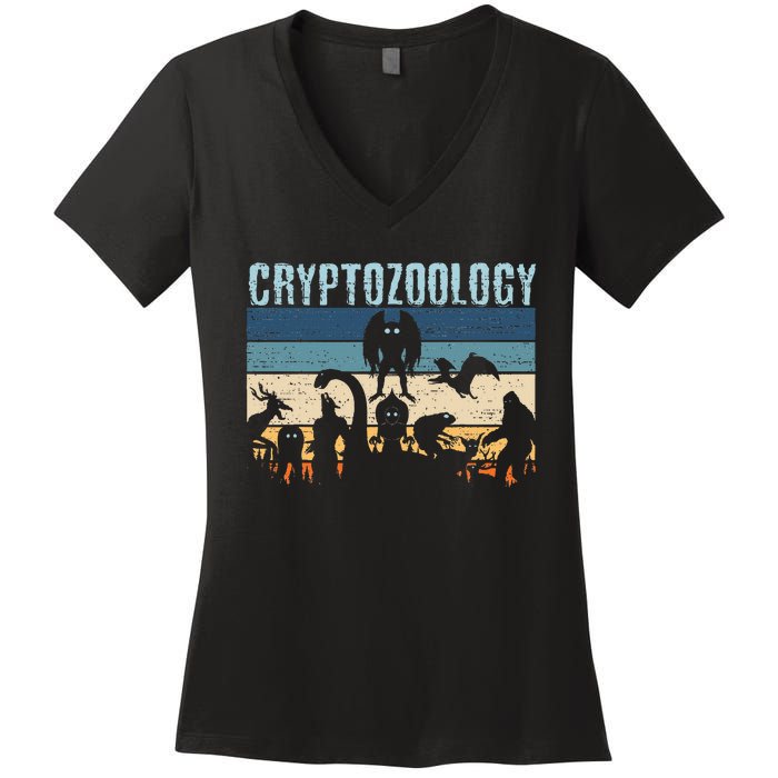 Cryptid Fantasy Monsters Mythical Creatures! Cryptozoology Women's V-Neck T-Shirt