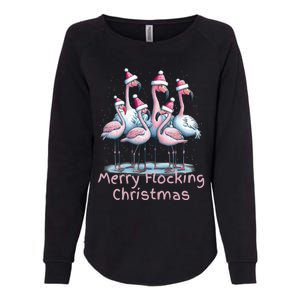 Christmas Flamingos Merry Flocking Christmas Gift Womens California Wash Sweatshirt