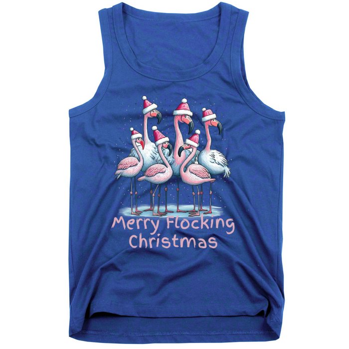 Christmas Flamingos Merry Flocking Christmas Gift Tank Top