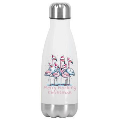 Christmas Flamingos Merry Flocking Christmas Gift Stainless Steel Insulated Water Bottle