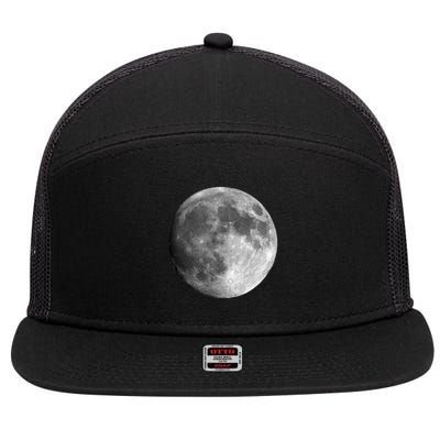 Cool Full Moon Luna Graphic Space Astronomy Science 7 Panel Mesh Trucker Snapback Hat