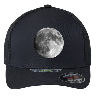 Cool Full Moon Luna Graphic Space Astronomy Science Flexfit Unipanel Trucker Cap