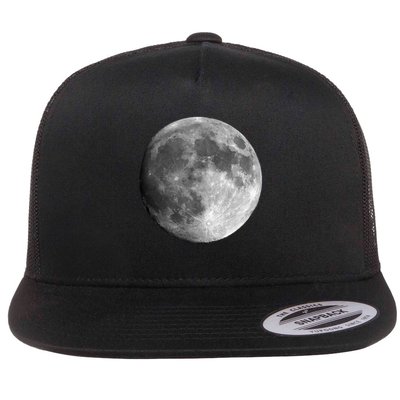 Cool Full Moon Luna Graphic Space Astronomy Science Flat Bill Trucker Hat