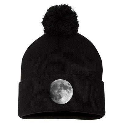 Cool Full Moon Luna Graphic Space Astronomy Science Pom Pom 12in Knit Beanie