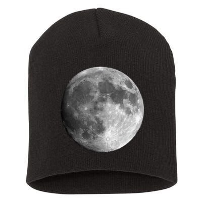 Cool Full Moon Luna Graphic Space Astronomy Science Short Acrylic Beanie