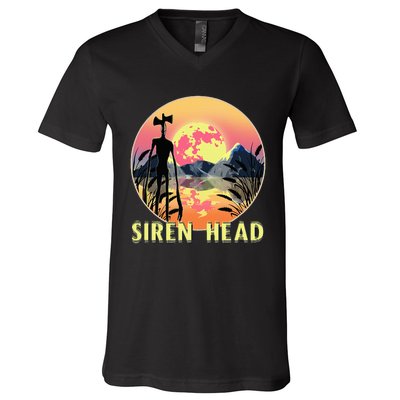 Cryptid Full Moon And Siren Head V-Neck T-Shirt