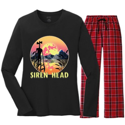 Cryptid Full Moon And Siren Head Women's Long Sleeve Flannel Pajama Set 