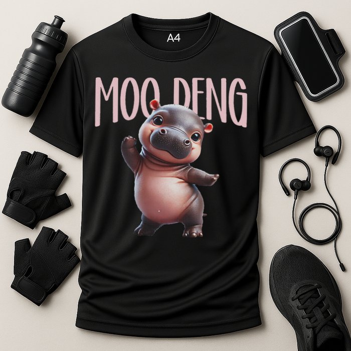 Cute Funny Moo Deng Baby Boo Deng Baby Hippo Zoo For Family Cooling Performance Crew T-Shirt