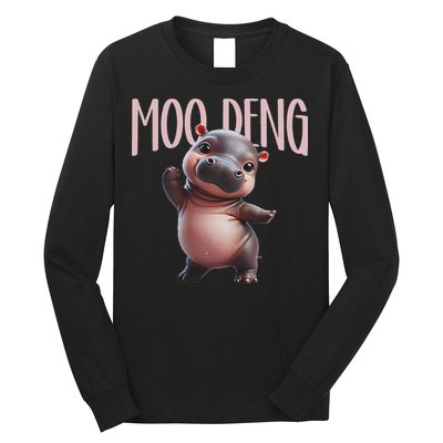 Cute Funny Moo Deng Baby Boo Deng Baby Hippo Zoo For Family Long Sleeve Shirt