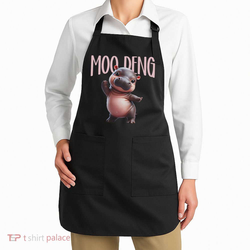 Cute Funny Moo Deng Baby Boo Deng Baby Hippo Zoo For Family Apron