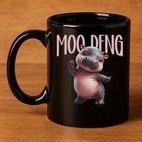Cute Funny Moo Deng Baby Boo Deng Baby Hippo Zoo For Family 11oz C Handle Ceramic Mug