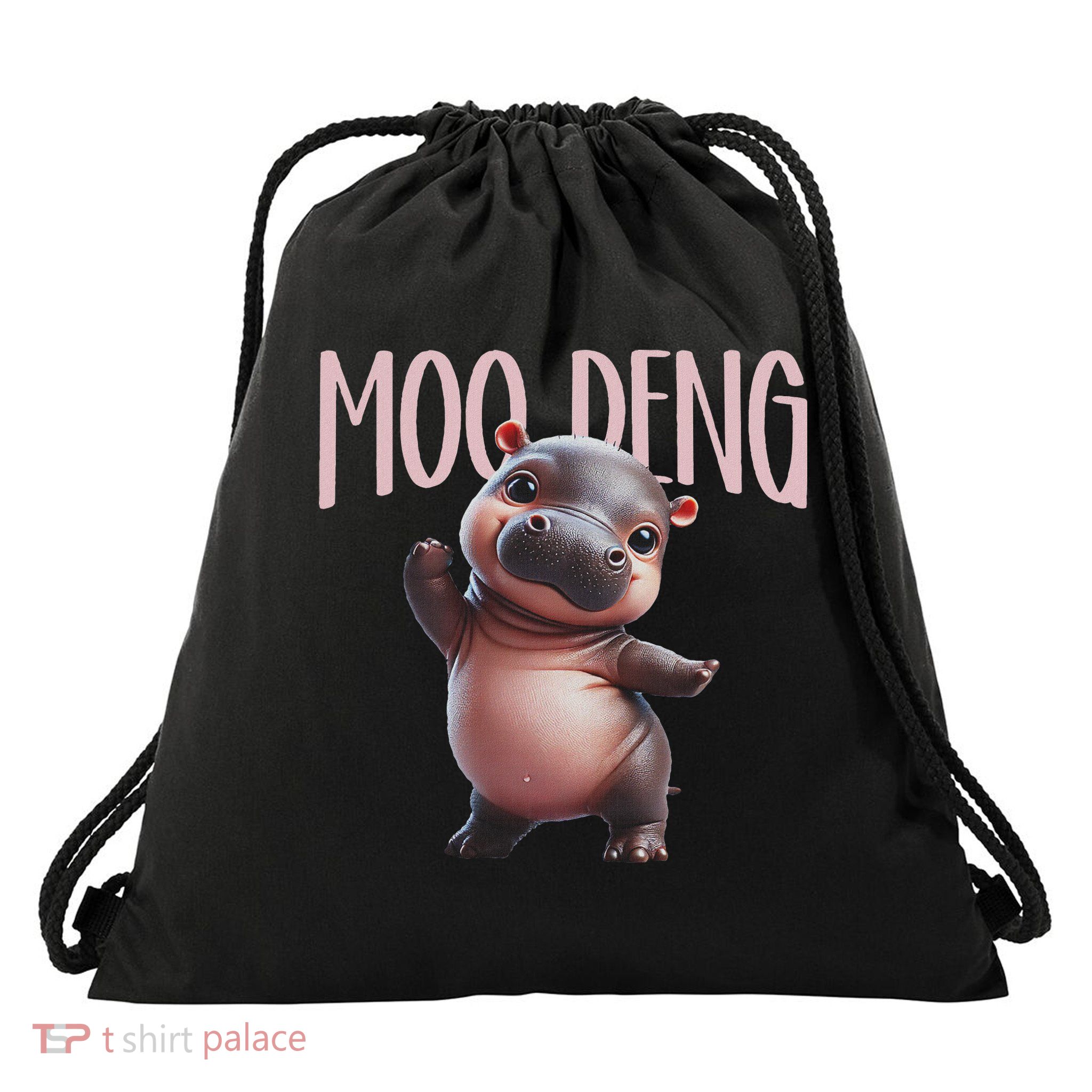 Cute Funny Moo Deng Baby Boo Deng Baby Hippo Zoo For Family Drawstring Bag