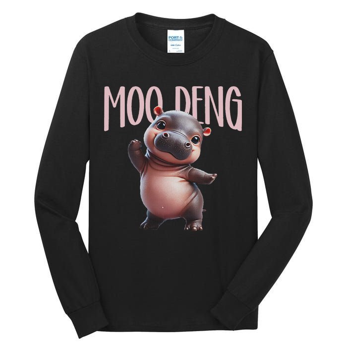 Cute Funny Moo Deng Baby Boo Deng Baby Hippo Zoo For Family Tall Long Sleeve T-Shirt