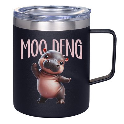Cute Funny Moo Deng Baby Boo Deng Baby Hippo Zoo For Family 12oz Stainless Steel Coffee Mug