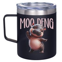 Cute Funny Moo Deng Baby Boo Deng Baby Hippo Zoo For Family 12oz Stainless Steel Coffee Mug