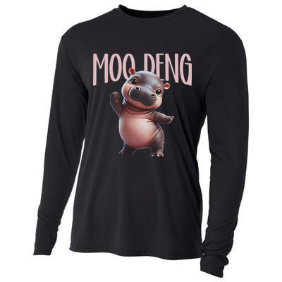 Cute Funny Moo Deng Baby Boo Deng Baby Hippo Zoo For Family Cooling Performance Long Sleeve Crew