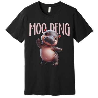 Cute Funny Moo Deng Baby Boo Deng Baby Hippo Zoo For Family Premium T-Shirt