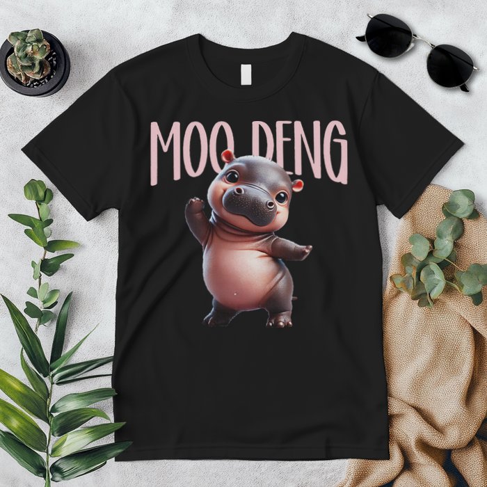 Cute Funny Moo Deng Baby Boo Deng Baby Hippo Zoo For Family Premium T-Shirt