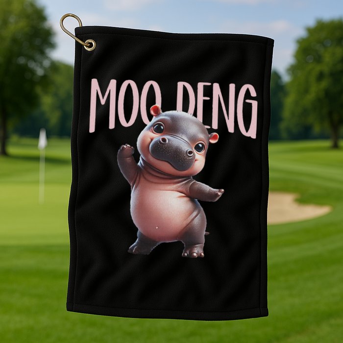 Cute Funny Moo Deng Baby Boo Deng Baby Hippo Zoo For Family Golf Towel