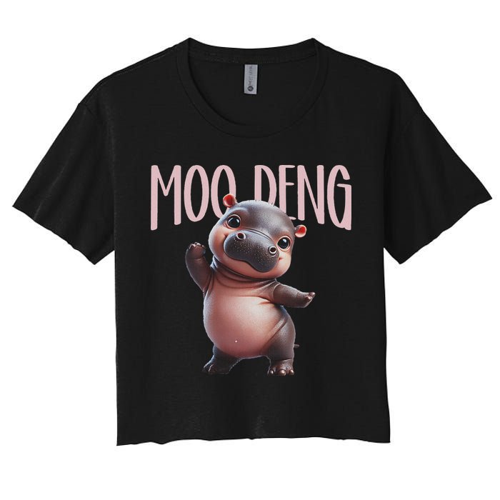 Cute Funny Moo Deng Baby Boo Deng Baby Hippo Zoo For Family Crop Top