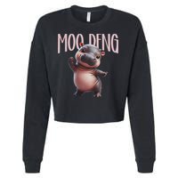 Cute Funny Moo Deng Baby Boo Deng Baby Hippo Zoo For Family Cropped Pullover Crew
