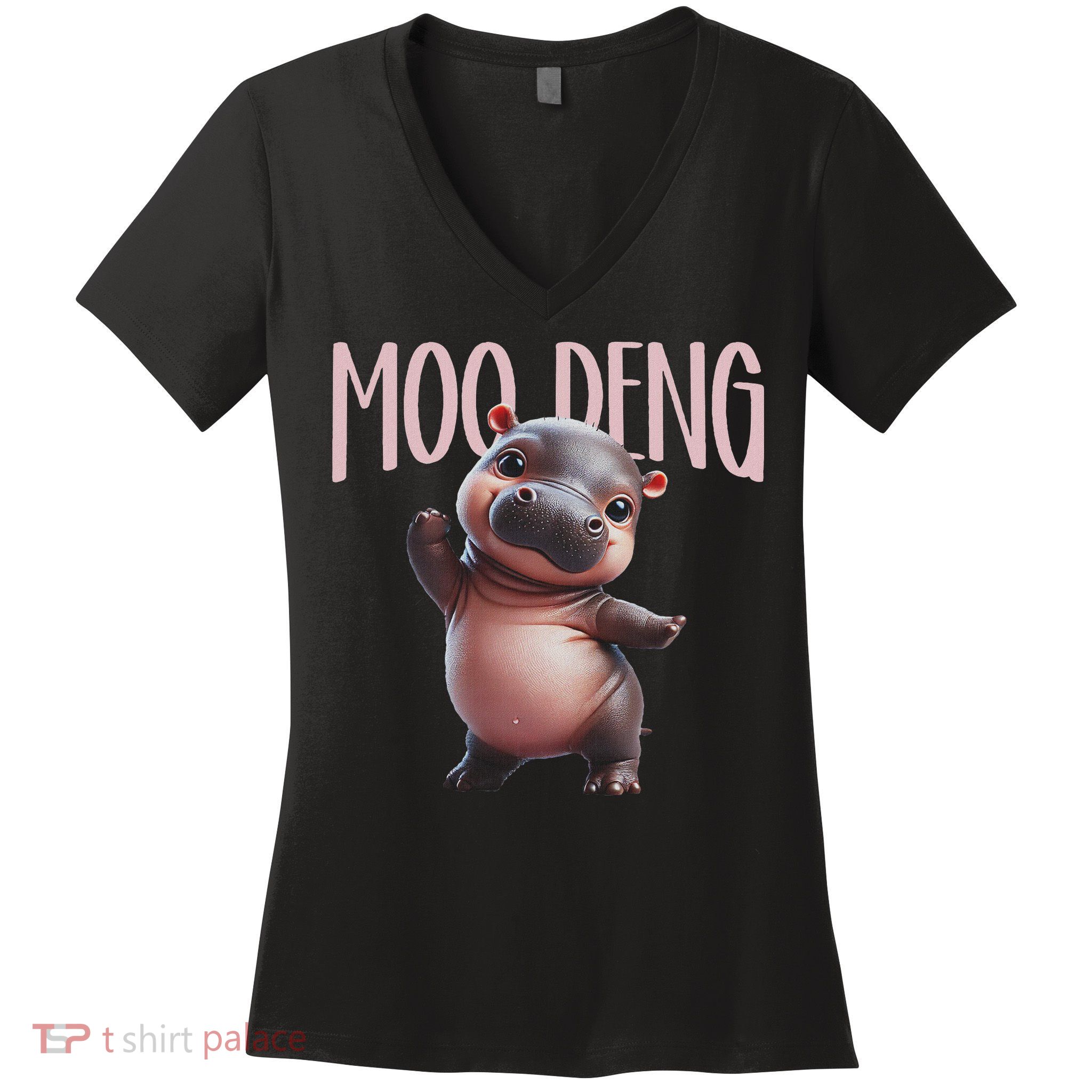Cute Funny Moo Deng Baby Boo Deng Baby Hippo Zoo For Family Women's V-Neck T-Shirt