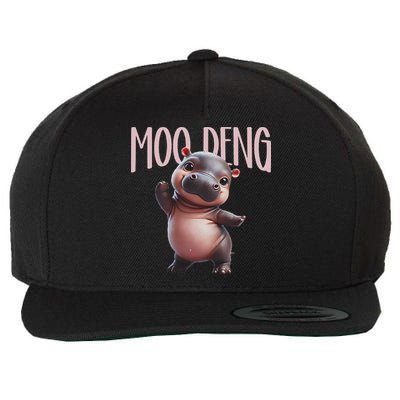 Cute Funny Moo Deng Baby Boo Deng Baby Hippo Zoo For Family Wool Snapback Cap
