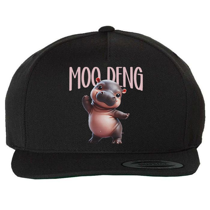 Cute Funny Moo Deng Baby Boo Deng Baby Hippo Zoo For Family Wool Snapback Cap