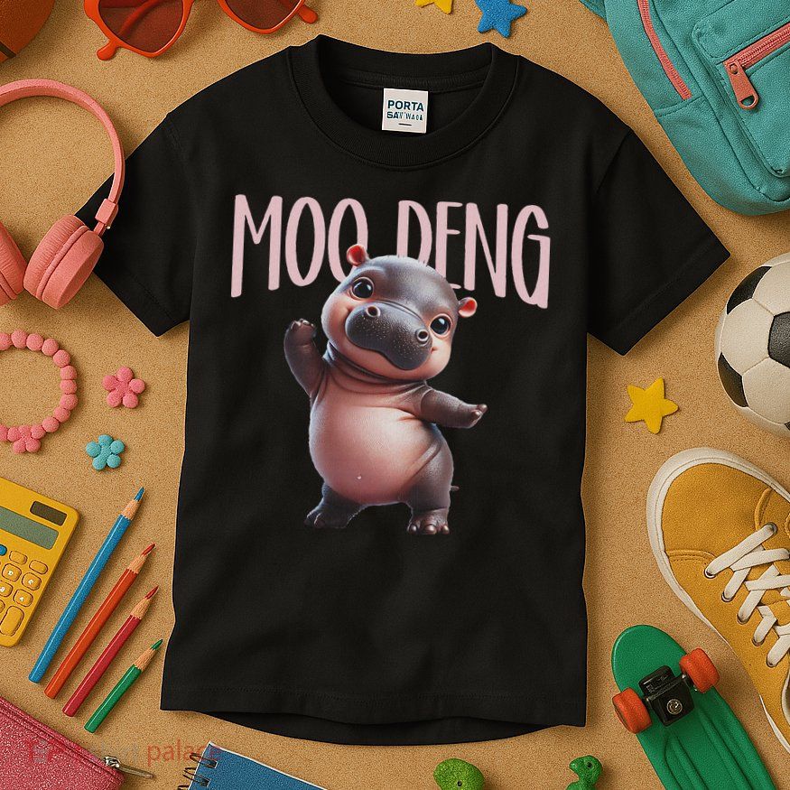 Cute Funny Moo Deng Baby Boo Deng Baby Hippo Zoo For Family Kids T-Shirt
