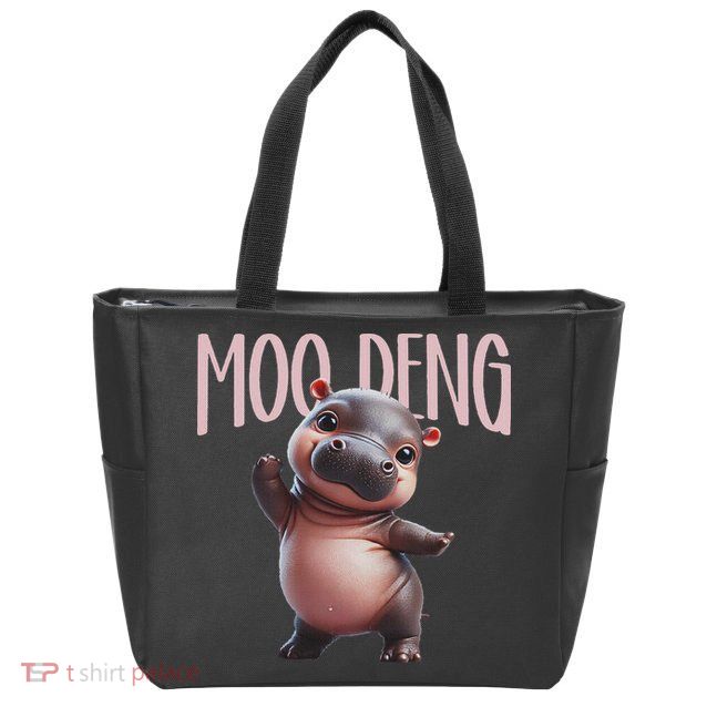 Cute Funny Moo Deng Baby Boo Deng Baby Hippo Zoo For Family Zip Tote Bag