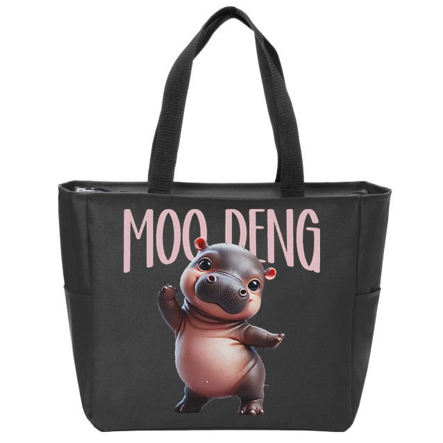 Cute Funny Moo Deng Baby Boo Deng Baby Hippo Zoo For Family Zip Tote Bag