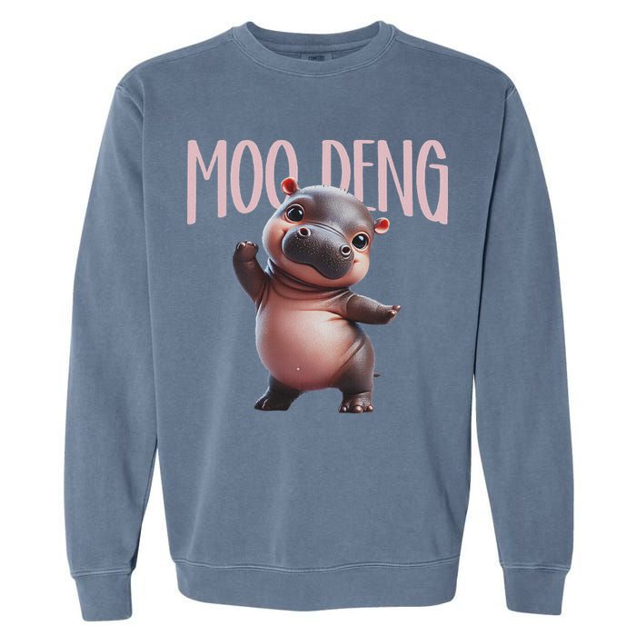 Cute Funny Moo Deng Baby Boo Deng Baby Hippo Zoo For Family Garment-Dyed Sweatshirt