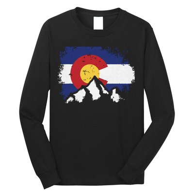 Colorado Flag Mountain Ski Winter Gift Hiker Hiking Camping Long Sleeve Shirt