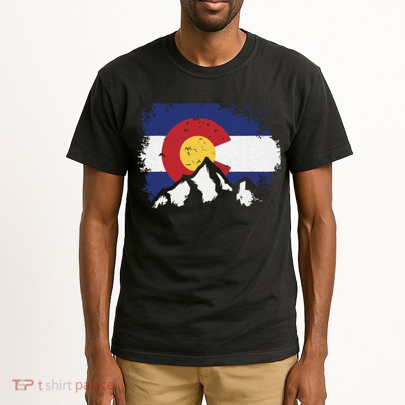 Colorado Flag Mountain Ski Winter Gift Hiker Hiking Camping Tall T-Shirt