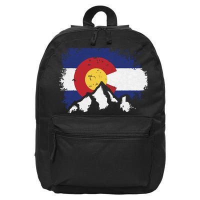 Colorado Flag Mountain Ski Winter Gift Hiker Hiking Camping 16 in Basic Backpack