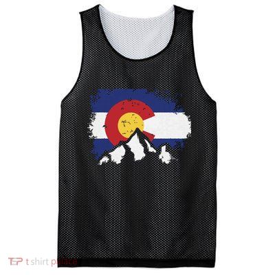 Colorado Flag Mountain Ski Winter Gift Hiker Hiking Camping Mesh Reversible Basketball Jersey Tank