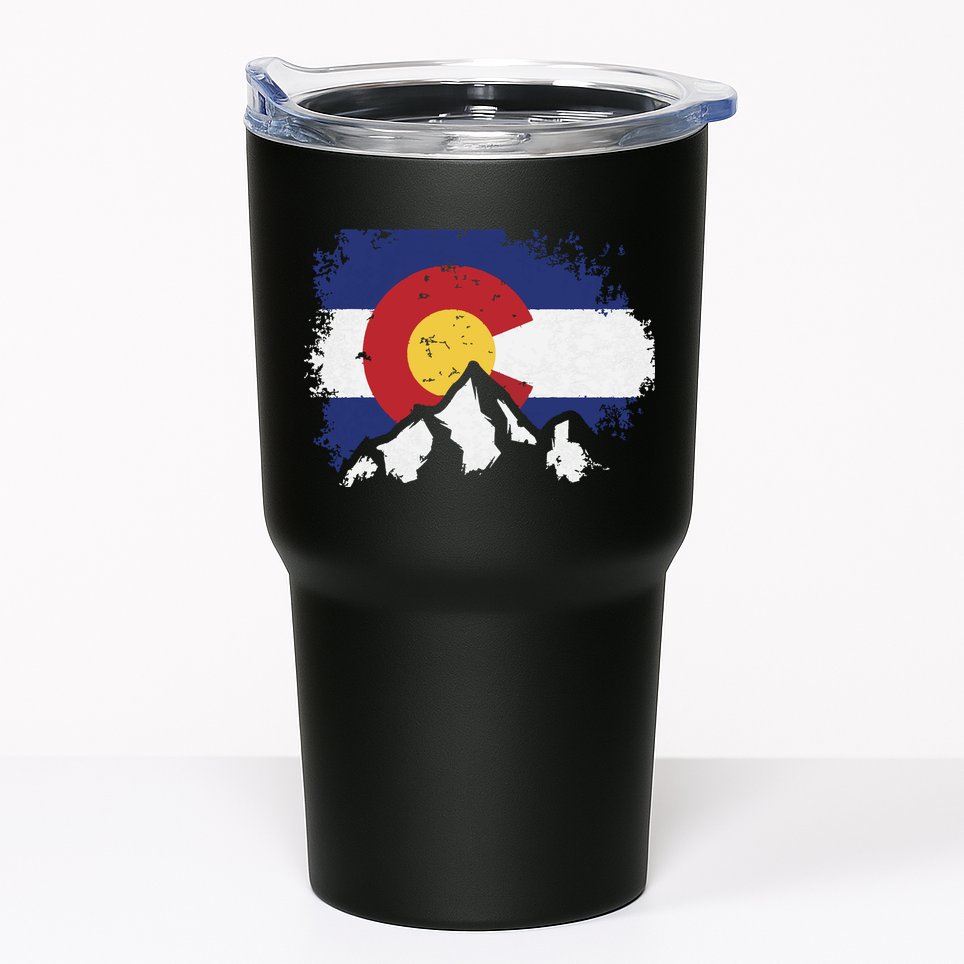 Colorado Flag Mountain Ski Winter Gift Hiker Hiking Camping Tumbler